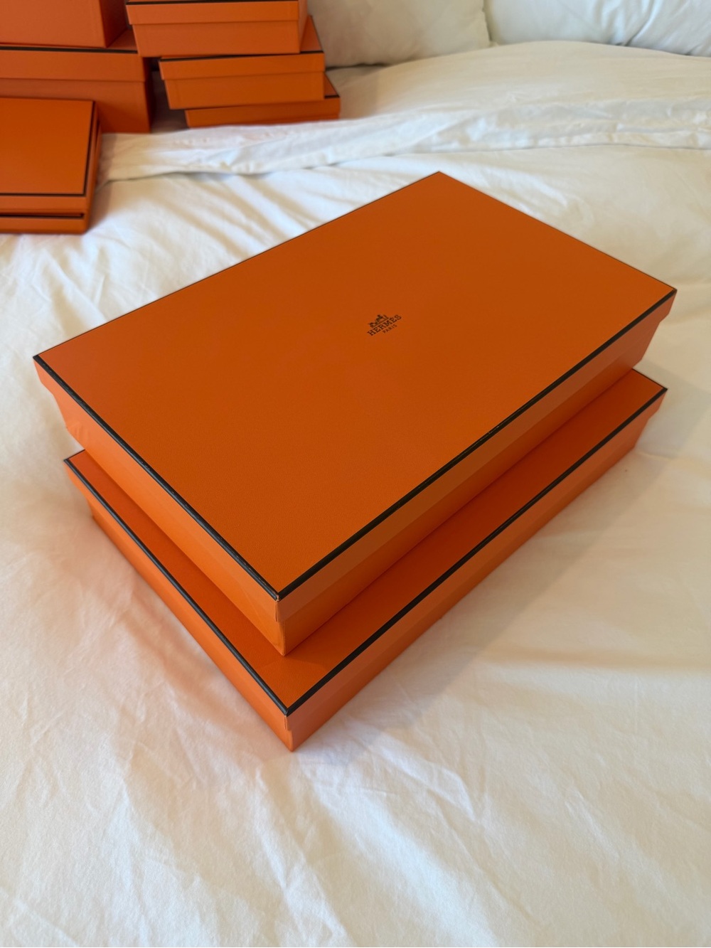 Hermès Empty Orange Gift Box Set of 2 with Ribbon & Tissue